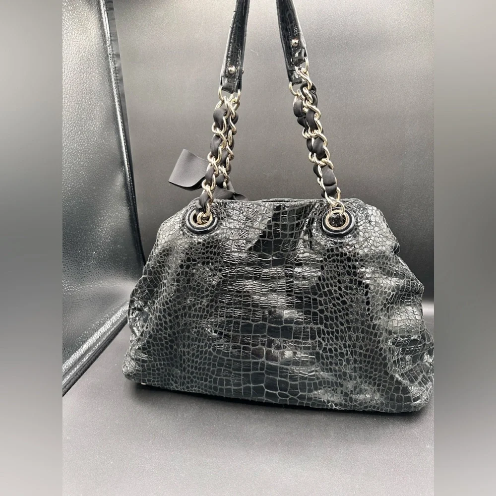Katie Spade ♠️ SALE!! Black Croc Pattern Bag size large slouchy and soft!! - Picture 2 of 15